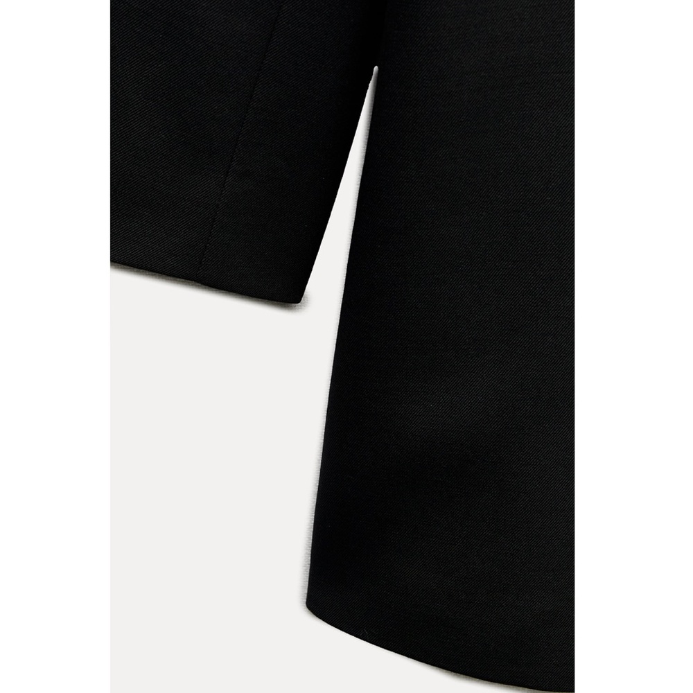 Zara Wool Blend Frock Coat Jacket Lapel collar ZW Collection Black size S NWT - Picture 8 of 16